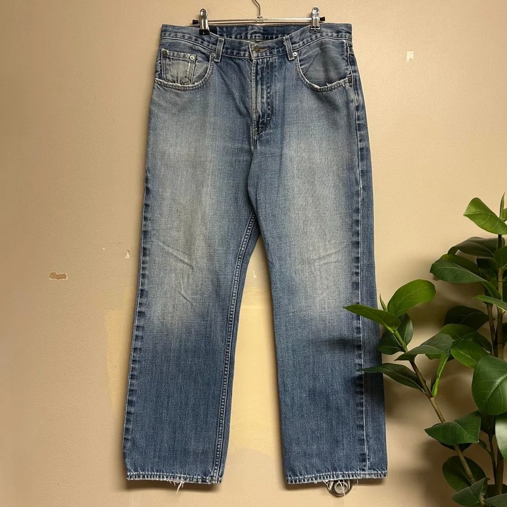 Banana Republic Mens Y2K Faded Mid Wash Straight Leg Jeans Blue 33x31